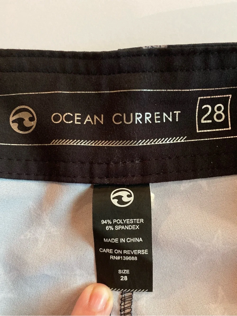 Ocean Current Men’s Black & Gray Star Stripe Board Shorts